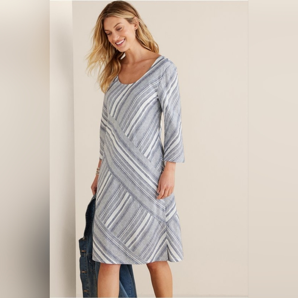 Soft Surroundings Blue and White Striped Dress